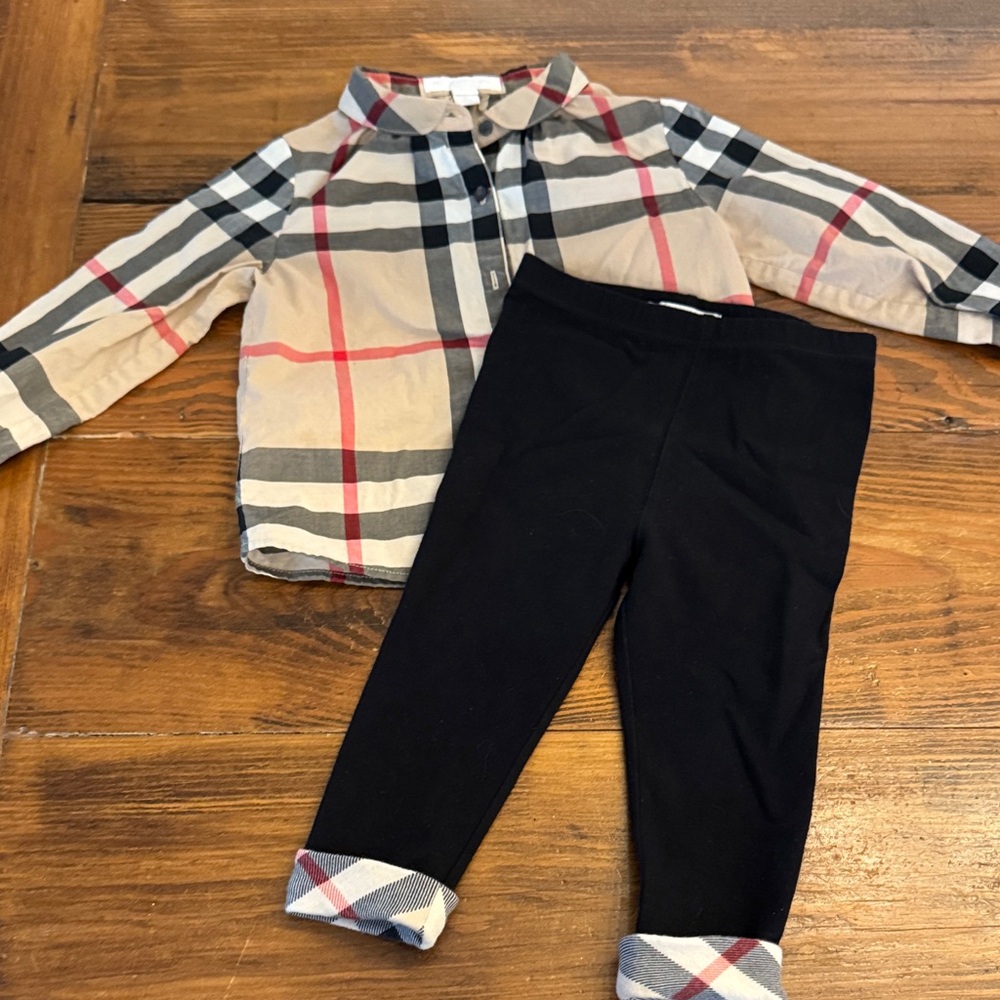 Burberry Beige and Black Kids Matching Set